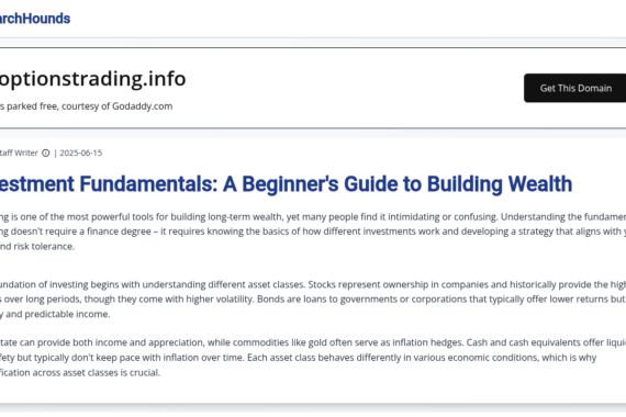 OPTIONSTRADING.INFO review 2025 - Screenshot of optionstrading.info website showing security analysis