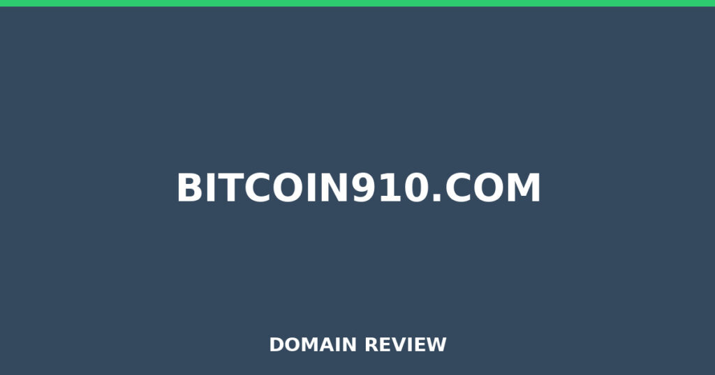 BITCOIN910.COM review 2026 - Domain review placeholder image for bitcoin910.com