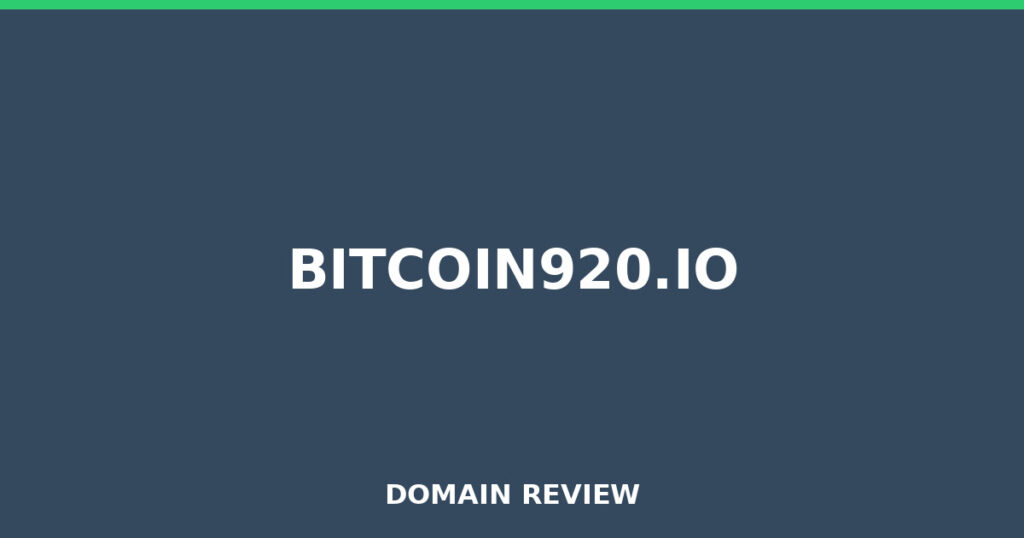 BITCOIN920.IO review 2026 - Domain review placeholder image for bitcoin920.io