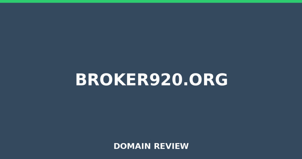 BROKER920.ORG-Bewertung 2026 – Platzhalterbild für die Domain-Bewertung für Broker920.org